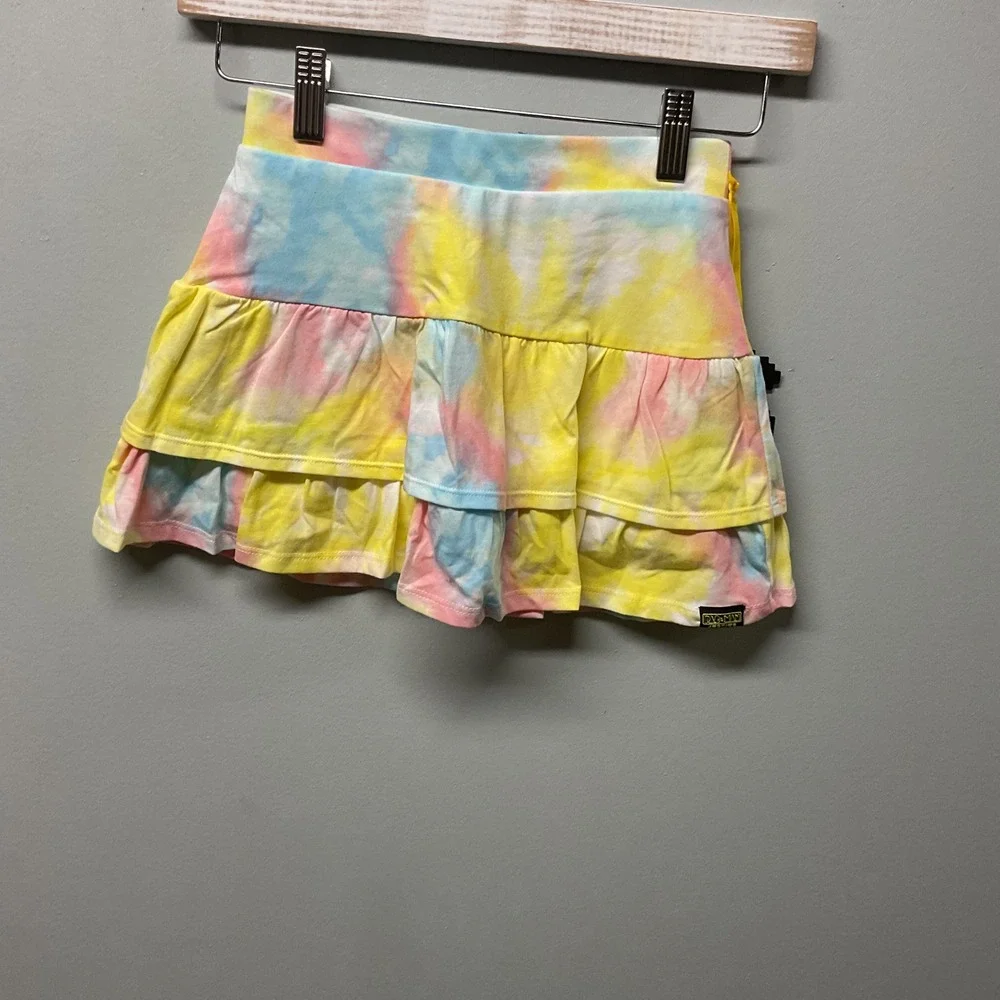 Justice‎ Girls Tie Dye Tiered Ruffle Skirt Size S 7/8 Pac Man